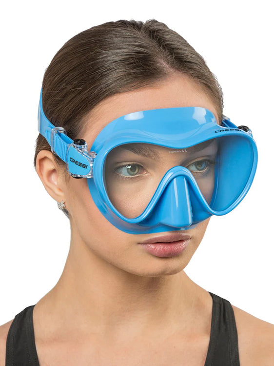 Cressi F1 Mask Small Blue on face side