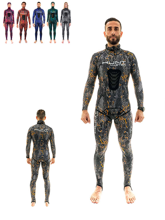 Huntmaster Hooded Spearfishing Rashguard 2-Piece Suit With Chest Pad Camo Unisex