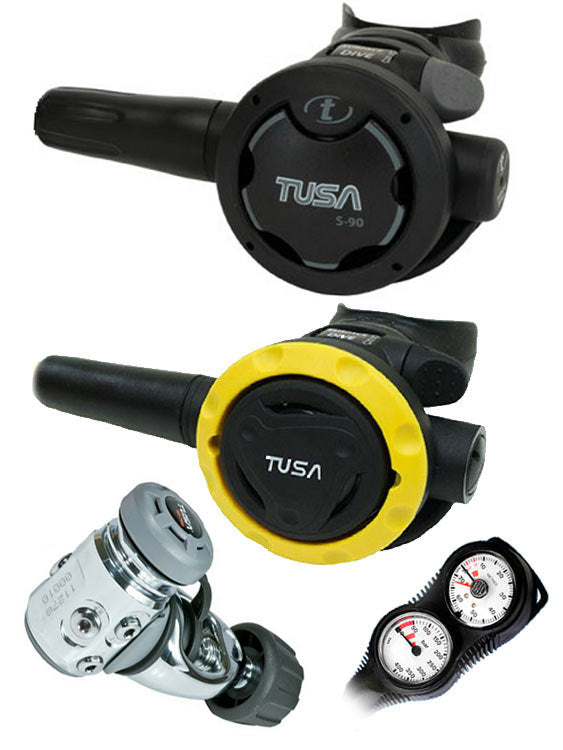 TUSA RS-790 Regulator Set: R-700 Yoke / S-90 / SS0001 Octopus & Twin Gauge