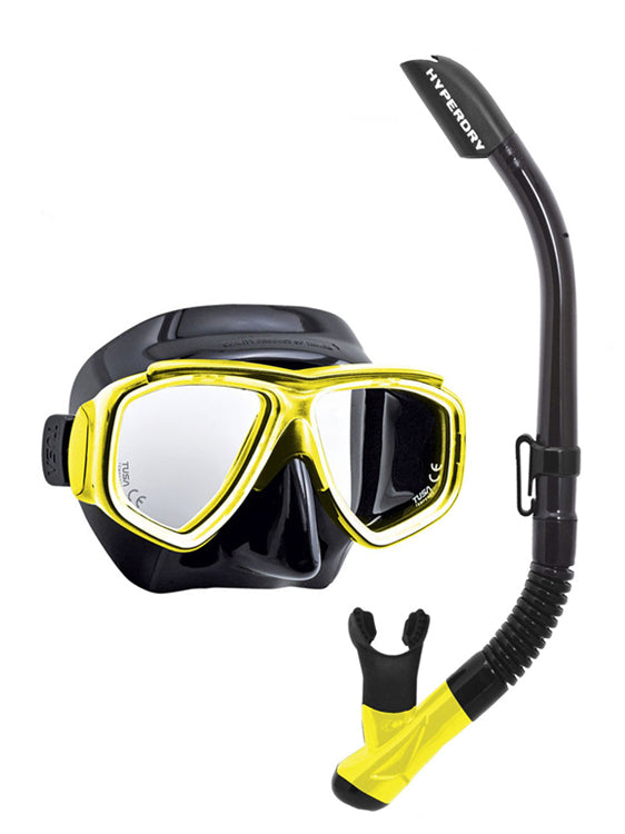 TUSA Sport Splendive 2 Prescription Snorkel Set - Black / Yellow (BK/FY)