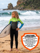 Adrenalin Radical X 3/2mm Junior Steamer Wetsuit Lime Warranty
