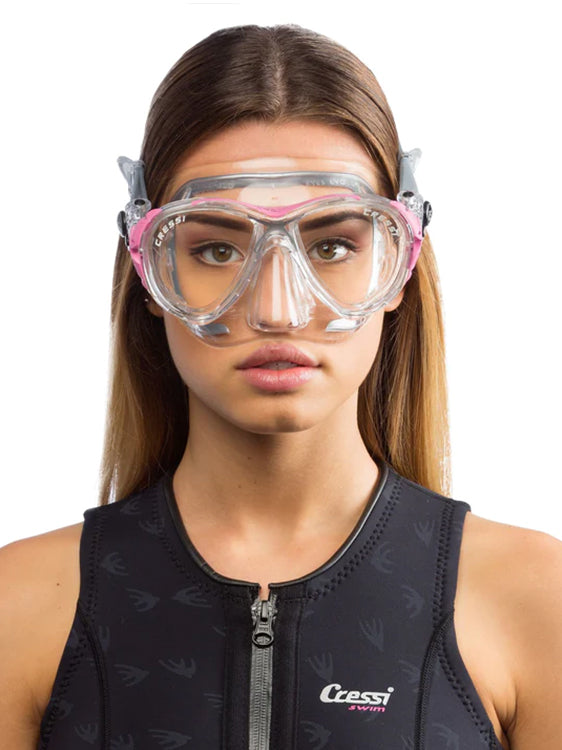 Cressi Eyes Evolution Crystal Mask Clear Pink on Face Female