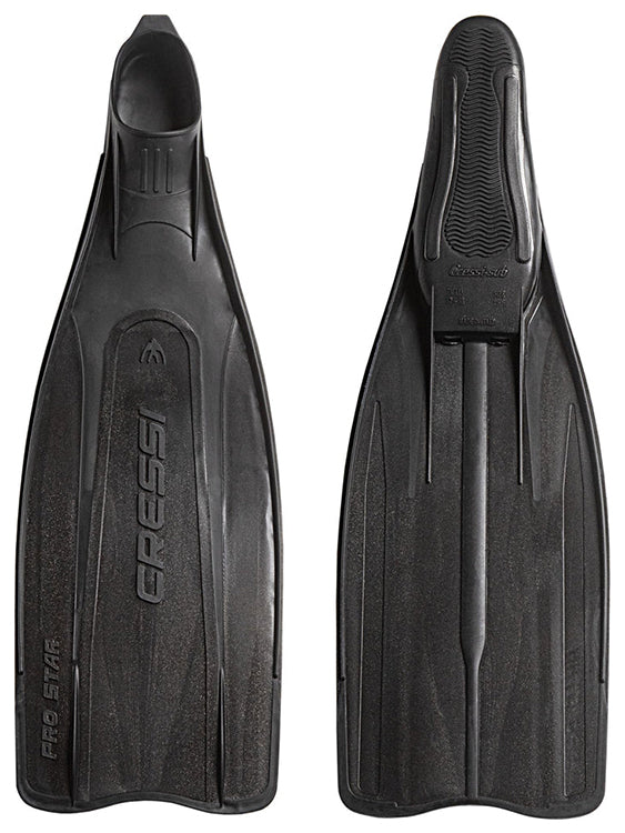 Cressi Pro Star Full Foot Fins Front and Back