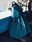 Fourth Element Tech Fins Blue  Lifestyle on Boat