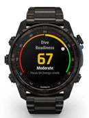Garmin Descent Mk3i-51mm Carbon DLC Titanium Band Front Dive Readiness
