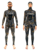 Huntmaster Hooded Spearfishing Rashguard 2-Piece Suit With Chest Pad Camo Unisex Blaze