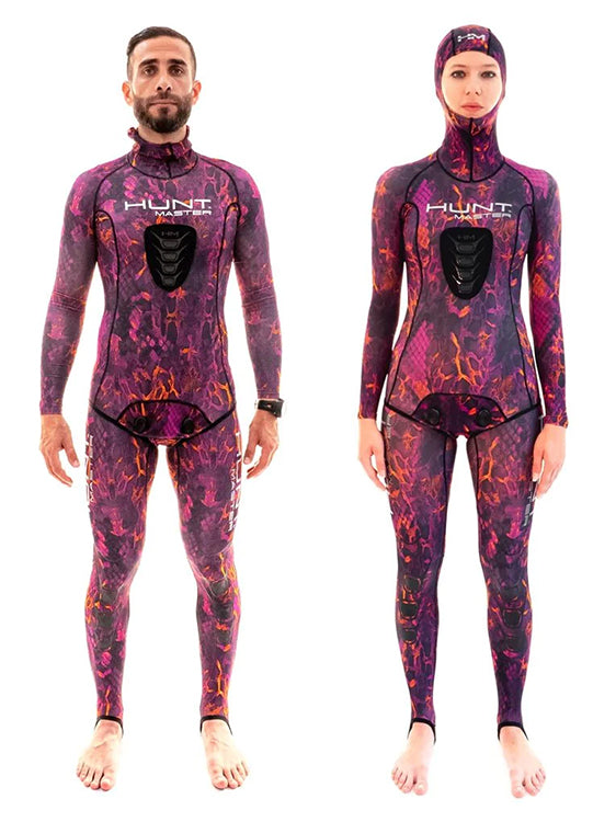 Huntmaster Hooded Spearfishing Rashguard 2-Piece Suit With Chest Pad Camo Unisex Pink