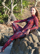 Huntmaster Hooded Spearfishing Rashguard 2-Piece Suit With Chest Pad Camo Unisex Red Lifestyle