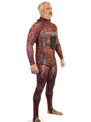 Huntmaster Hooded Spearfishing Rashguard 2-Piece Suit With Chest Pad Camo Unisex Red Side