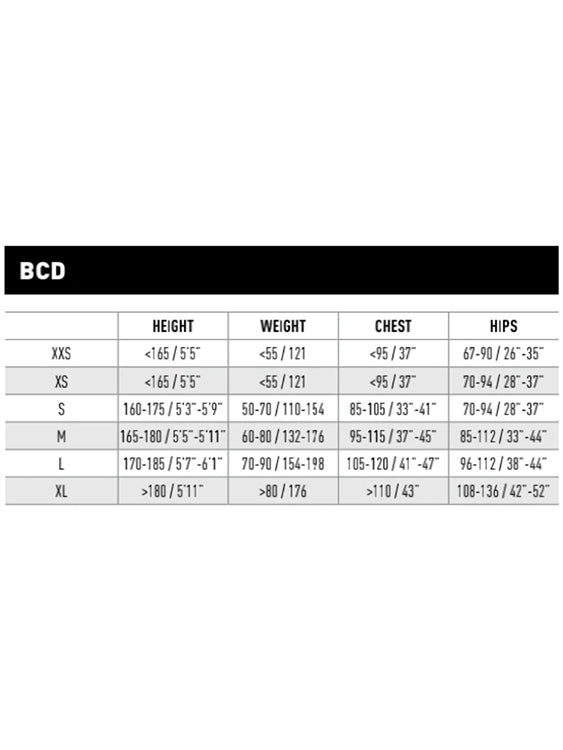 Mares Rock BCD Size Chart