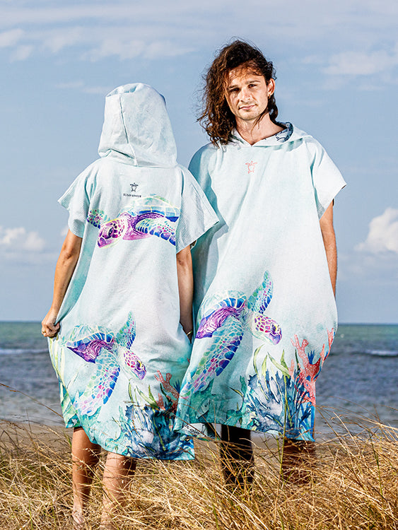 Ocean Armour Turtle Poncho Female and Male Front and Back