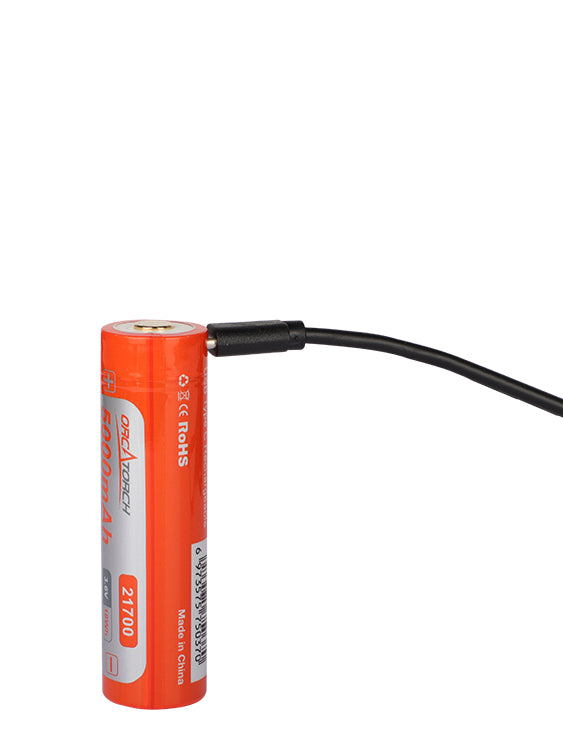 Orcatorch 21700 5000mAh Rechargeable USB-C Battery Charging