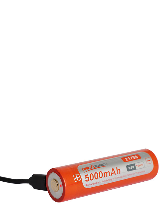 Orcatorch 21700 5000mAh Rechargeable USB-C Battery Charging Side
