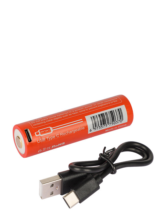 Orcatorch 21700 5000mAh Rechargeable USB-C Battery Charging Cord