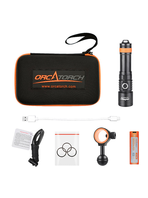 Orcatorch D710V 2000 Lumen Video Light (with Red & UV mode) Package