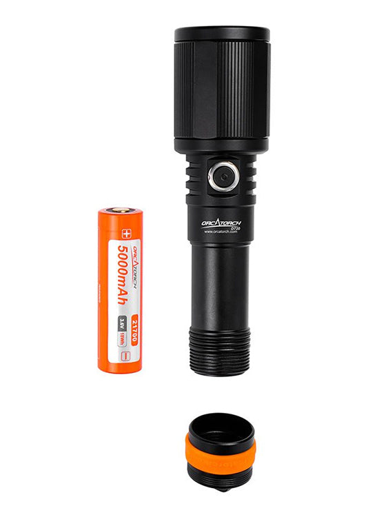 Orcatorch D720 Long Distance Dive Torch Top Battery Out