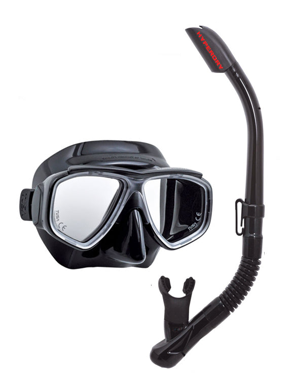 TUSA Sport Splendive 2 Snorkel Set - Black / Black (BK/BK)
