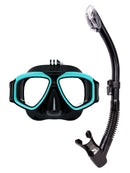 Verve Motion Dry Top Snorkel Set Go Pro Mount Lagoon Blue