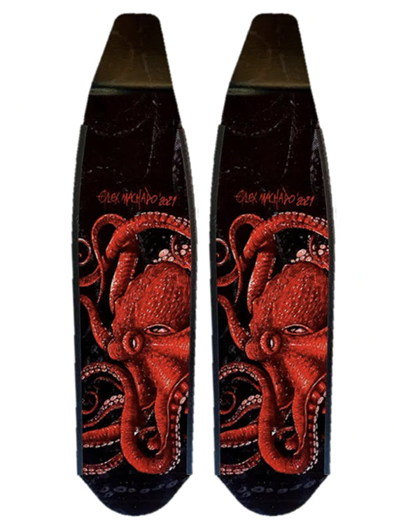 DiveR Freediving Fin Blades Wild Red Octopus 
