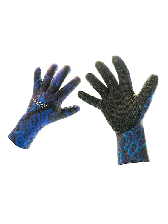 Huntmaster Neoprene 3.5mm Gloves Camo Series Blue