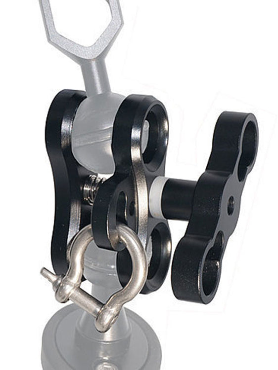 Hyperion 2 Hole Aluminium Ball and Joint Clamp with D-Shackle In Use