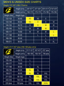 Probe iFlex 5mm Wetsuit Size Chart