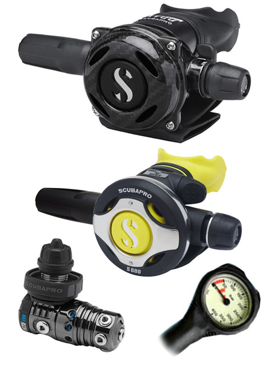 Scubapro Regulator Set: MK25 Evo Black Tech DIN / A700 Carbon / S600 Octopus & Free Termo Gauge