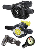 Scubapro Regulator Set: MK25 Evo Black Tech Yoke / A700 Carbon / S600 Octopus & Free Termo Gauge
