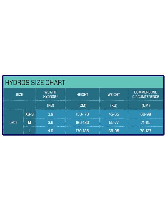Scubapro Hydros Pro BCD Female Size Chart