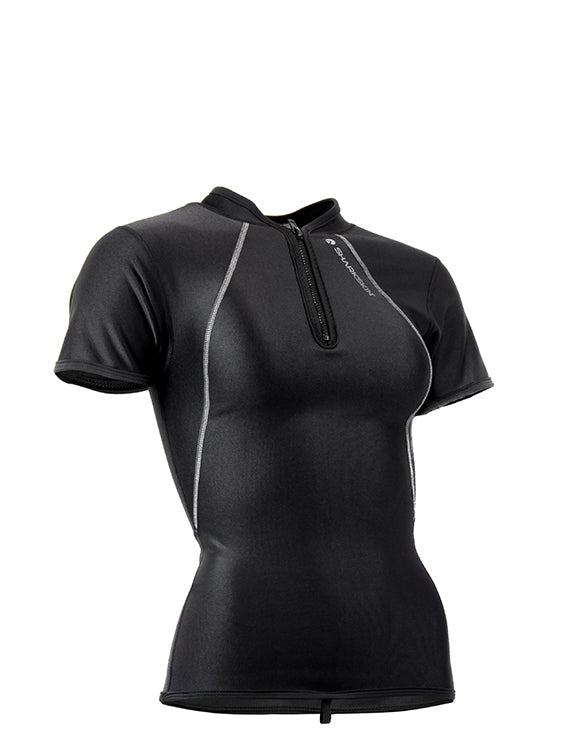 Sharkskin Chillproof Short Sleeve Chest Zip Womens Black