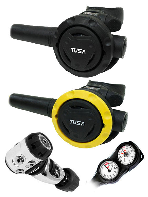 TUSA RS1001 Regulator Set: R1000 Yoke / S0001 / SS0001 Octopus & Twin Gauge