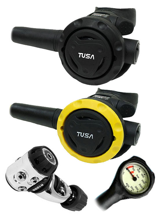 TUSA RS1001 Regulator Set: R1000 Yoke / S0001 / SS0001 Octopus & Free Termo Gauge