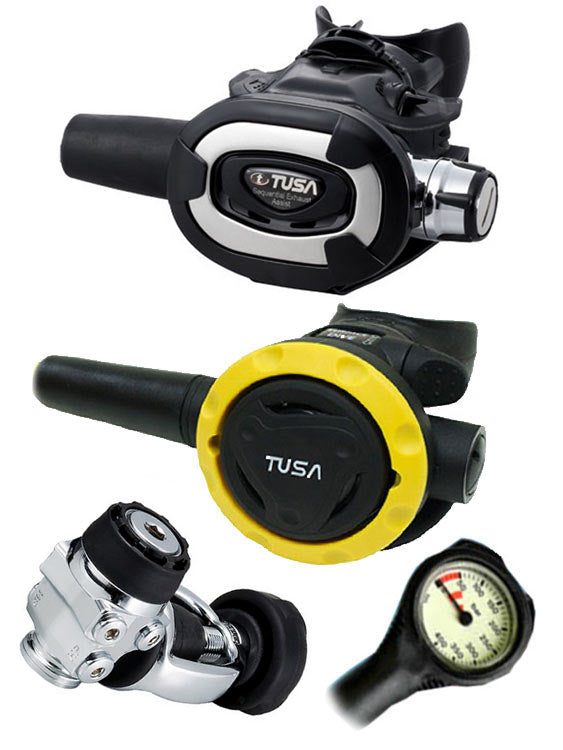 TUSA RS-681 Regulator Set: R-600 Yoke / S-81 / SS0001 Octopus & Free Termo Gauge