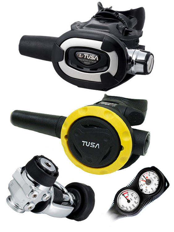 TUSA RS-681 Regulator Set: R-600 Yoke / S-81 / SS0001 Octopus & Twin Gauge